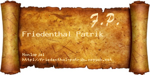 Friedenthal Patrik névjegykártya